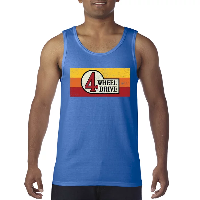 4 Wheel Drive Vintage 4x4 Overland Emblem With Stripes 4wd Funny Gift Tank Top