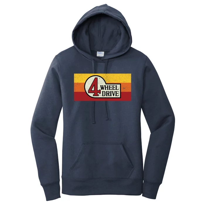 4 Wheel Drive Vintage 4x4 Overland Emblem With Stripes 4wd Funny Gift Women's Pullover Hoodie