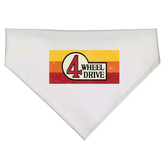 4 Wheel Drive Vintage 4x4 Overland Emblem With Stripes 4wd Funny Gift USA-Made Doggie Bandana