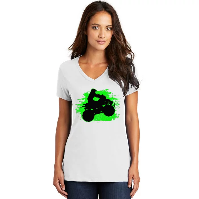 4 Wheeler Quad Bike ATV Riding Gift Women's V-Neck T-Shirt