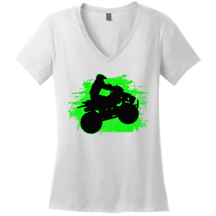 4 Wheeler Quad Bike ATV Riding Gift Women's V-Neck T-Shirt