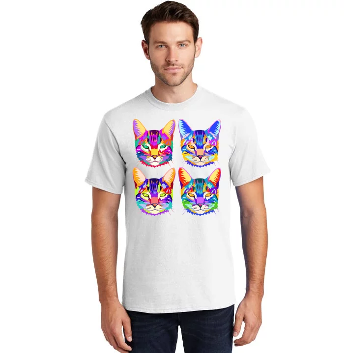 4X Cats - Colorful Portrait Tall T-Shirt