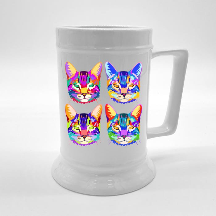 4X Cats - Colorful Portrait Front & Back Beer Stein