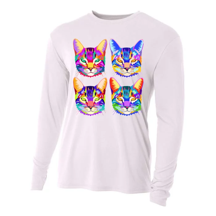 4X Cats - Colorful Portrait Cooling Performance Long Sleeve Crew