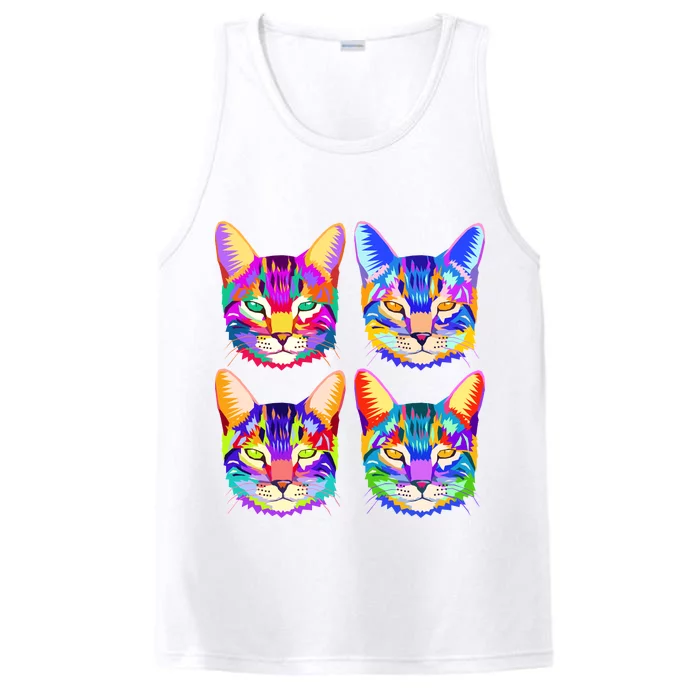 4X Cats - Colorful Portrait Performance Tank