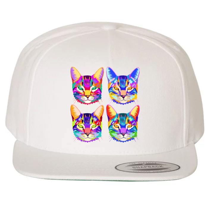 4X Cats - Colorful Portrait Wool Snapback Cap