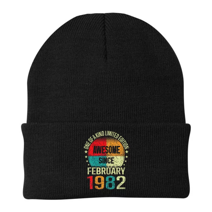 41 Year Awesome Since February 1982 Vintage 41st Birthday 41 Knit Cap Winter Beanie