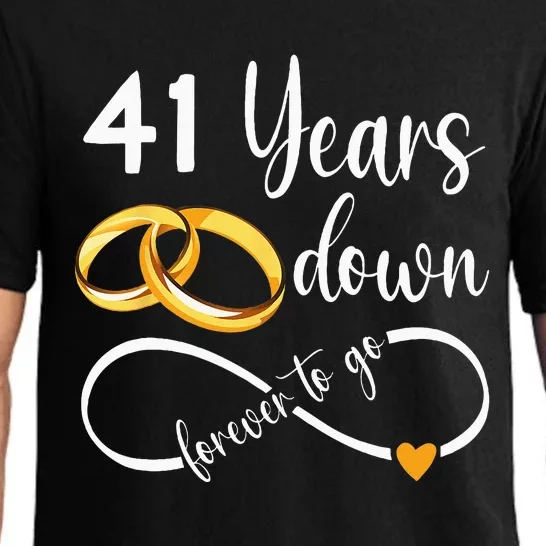 41 Years Down Forever To Go Couple 41st Wedding Anniversary Pajama Set