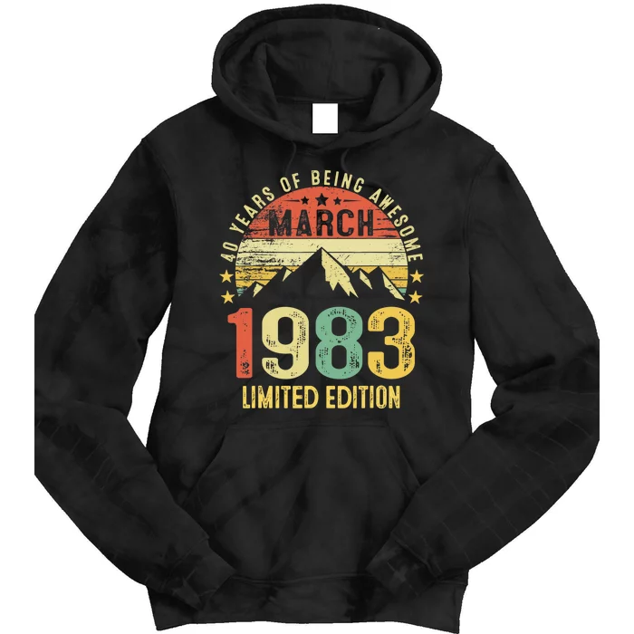 40 Year Old Gift March 1983 Limited Edition 40th Birthday Tie Dye Hoodie