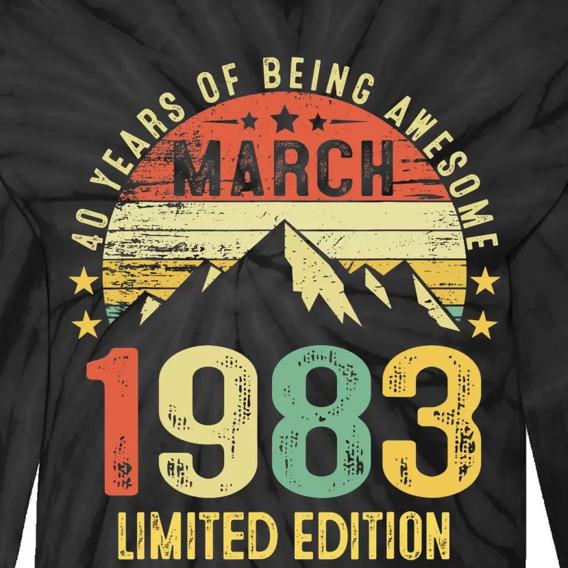 40 Year Old Gift March 1983 Limited Edition 40th Birthday Tie-Dye Long Sleeve Shirt