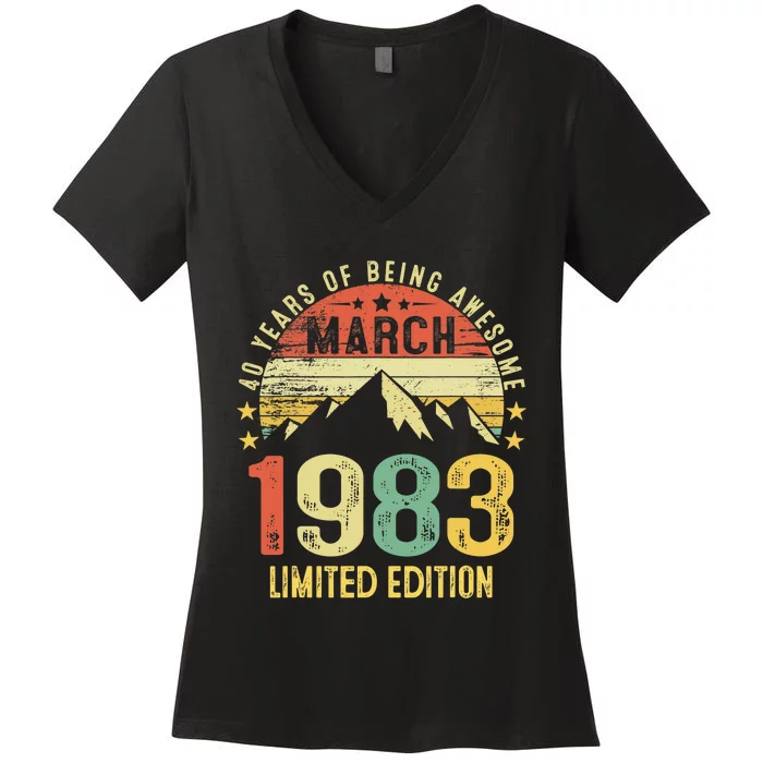 40 Year Old Gift March 1983 Limited Edition 40th Birthday Women's V-Neck T-Shirt