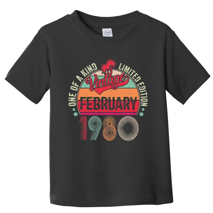 43 Years Old Gifts Vintage February 1980 43rd Birthday Toddler T-Shirt