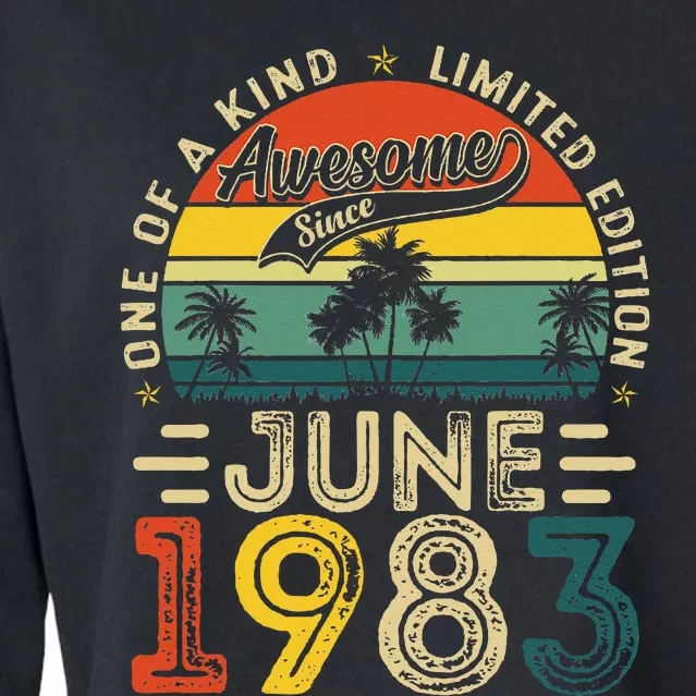 40 Years Old Gift 40th Birthday Awesome Since June 1983 Cropped Pullover Crew