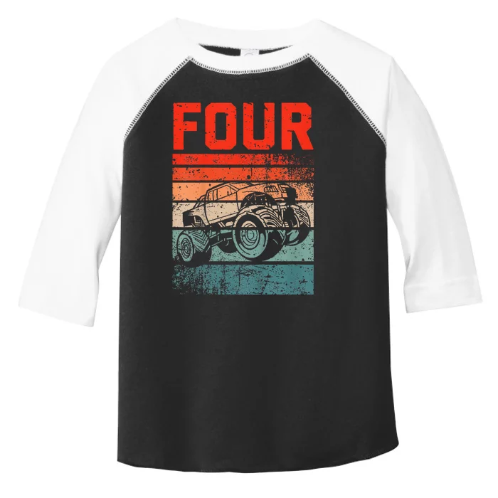 4 Year Old 4th Birthday Monster Truck Toddler Fine Jersey T-Shirt