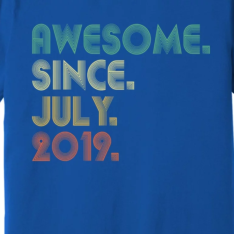 4 Year Old Funny Gift Awesome Since July 2019 4th Birthday Gift Premium T-Shirt