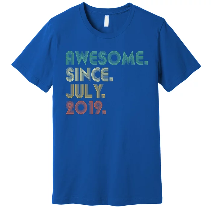 4 Year Old Funny Gift Awesome Since July 2019 4th Birthday Gift Premium T-Shirt