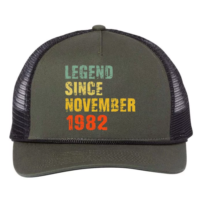 40 Year Old 40th Birthday Gifts Legend Since November 1982 Retro Rope Trucker Hat Cap