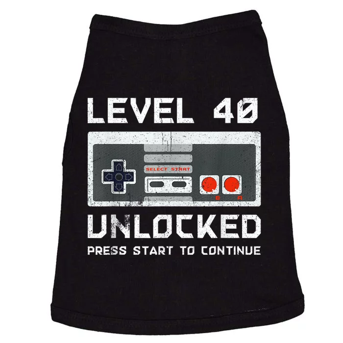 40 Year Old Forty Birthday Gift Level 40 Unlocked Gamer Doggie Tank