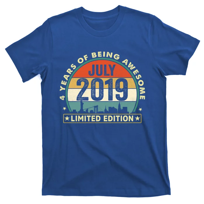 4 Years Old Vintage July 2019 Funny Gift 4th Birthday Gift T-Shirt