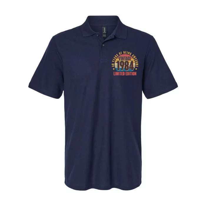 40 Years Of Being Awesome 1984 Limited Edition Vintage Retro Softstyle Adult Sport Polo