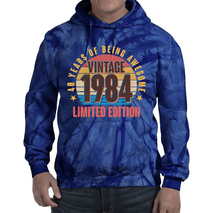 40 Years Of Being Awesome 1984 Limited Edition Vintage Retro Tie Dye Hoodie