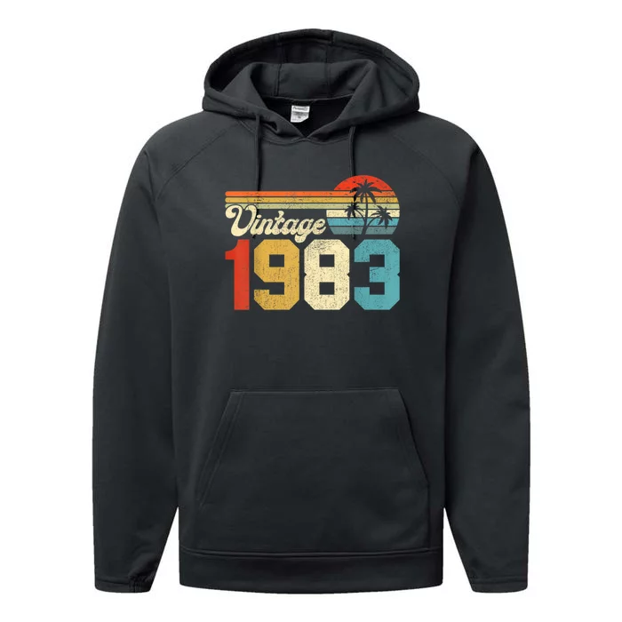 40 Year Old Gift Vintage 1983 Made In 1983 40th Birthday Performance Fleece Hoodie