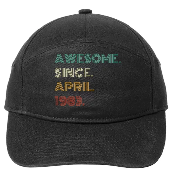 40 Years Old Awesome Since April 1983 40th Birthday 7-Panel Snapback Hat