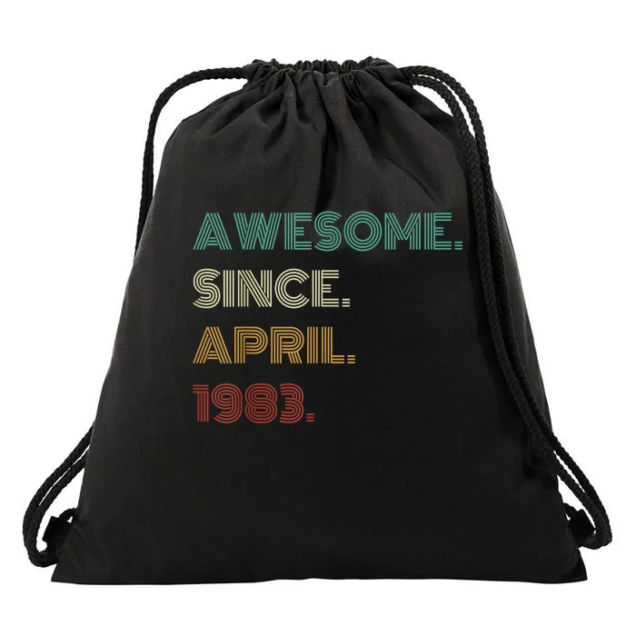 40 Years Old Awesome Since April 1983 40th Birthday Drawstring Bag