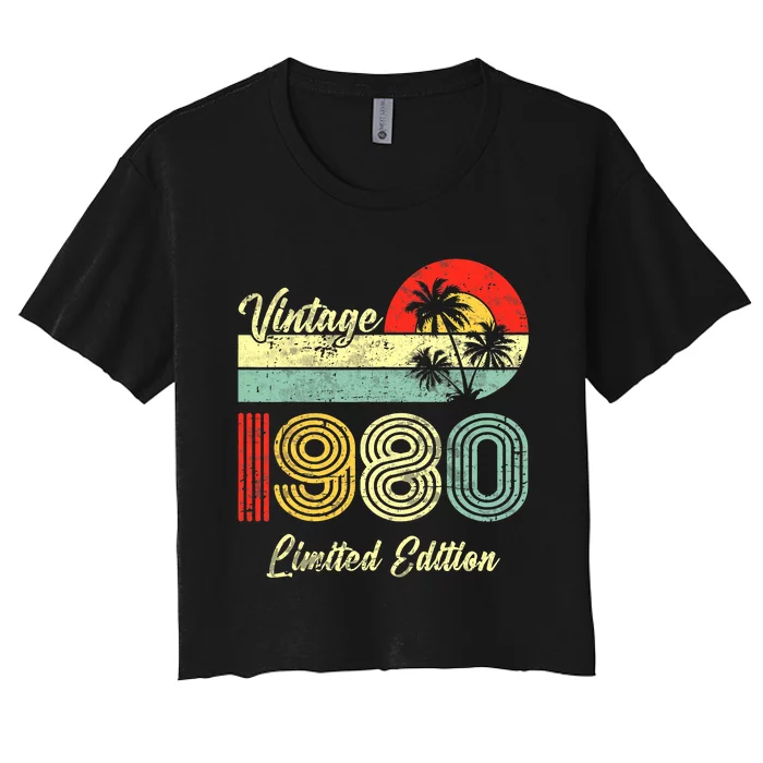 43 Years Old Vintage 1980 Limited Edition 43rd Birthday Women's Crop Top Tee