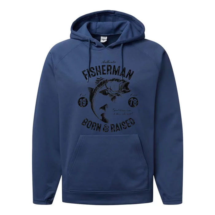 45 Year Old Fisherman Fishing 1978 45th Birthday Gift Performance Fleece Hoodie