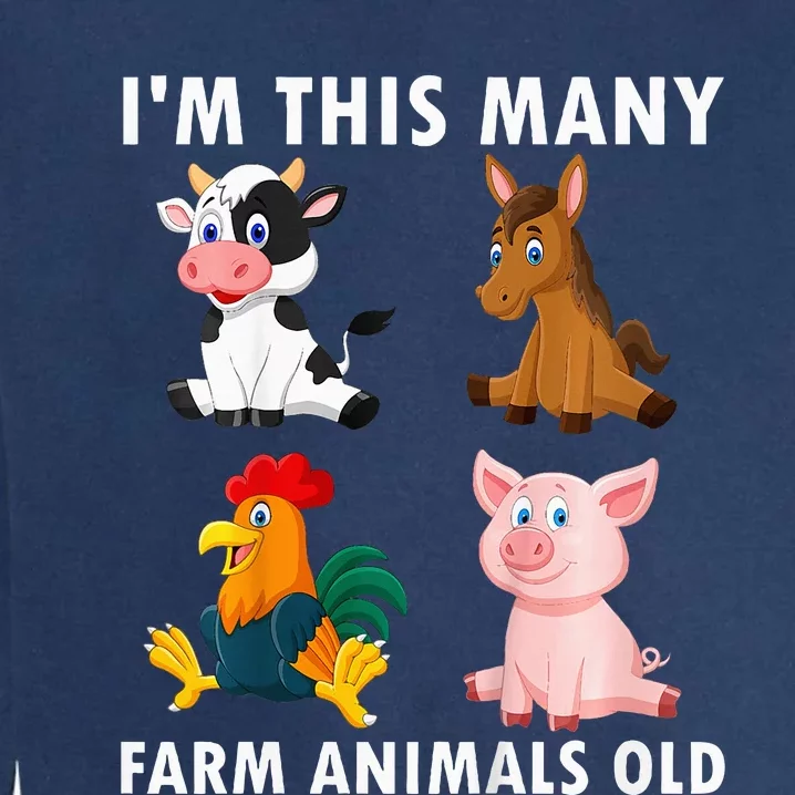 4 Year Old Boy Farm Animals Old 4th Birthday Garment-Dyed Sweatshirt