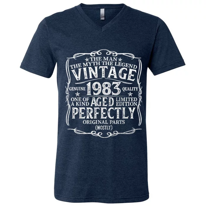 40 Year Old Gift Vintage 1983 Man Myth Legend 40th Birthday V-Neck T-Shirt