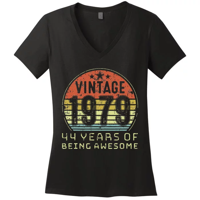 44 Year Old Birthday Vintage 1979 44th Birthday Women's V-Neck T-Shirt