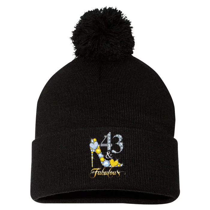 43 years old It's my Birthday 43th Birthday Diamond Crown Pom Pom 12in Knit Beanie