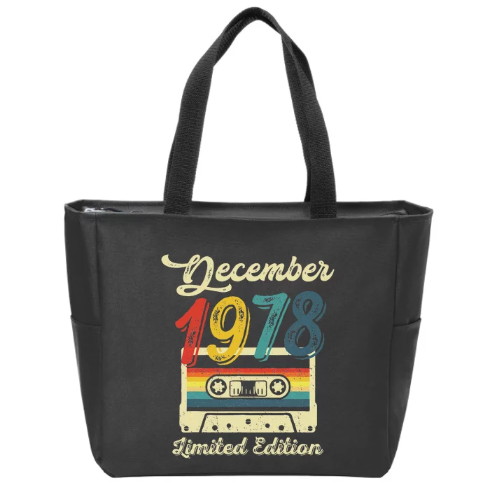 44 Years Old Gift Retro December 1978 Cassette 44th Birthday Zip Tote Bag