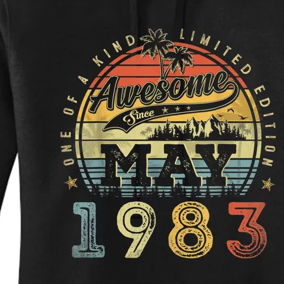 40 Year Old Awesome Since May 1983 40th Birthday Women's Pullover Hoodie