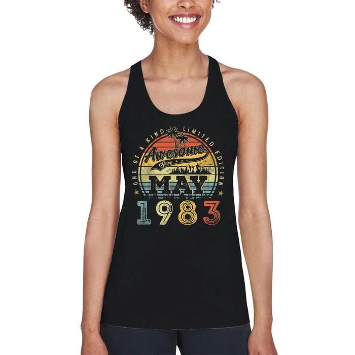 40 Year Old Awesome Since May 1983 40th Birthday Women's Racerback Tank