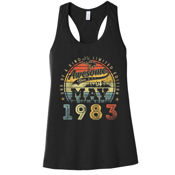 40 Year Old Awesome Since May 1983 40th Birthday Women's Racerback Tank