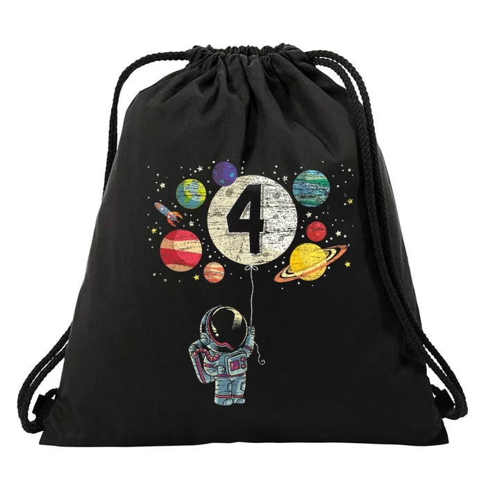 4 Years Old Birthday Boy Gifts Astronaut 4th Birthday Drawstring Bag