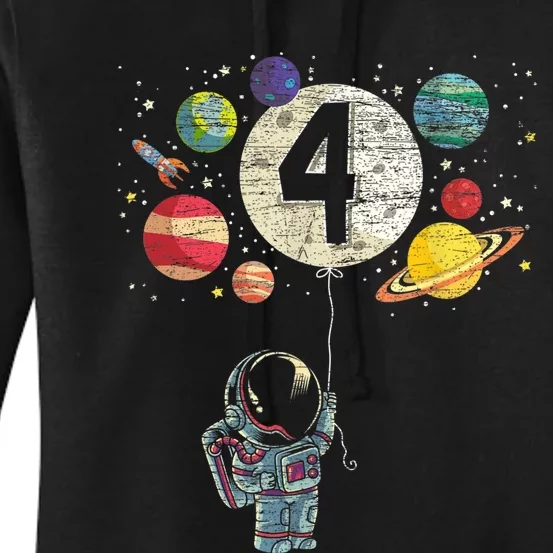 4 Years Old Birthday Boy Gifts Astronaut 4th Birthday Women's Pullover Hoodie