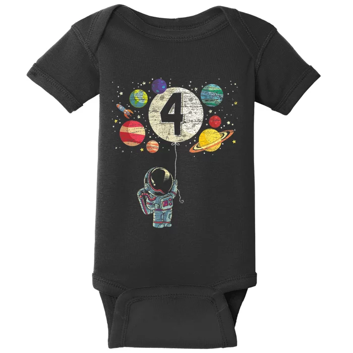 4 Years Old Birthday Boy Gifts Astronaut 4th Birthday Baby Bodysuit