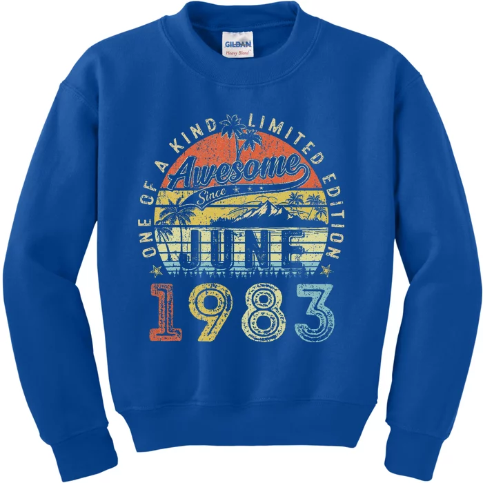 40 Year Old Awesome Since June 1983 40th Birthday Kids Sweatshirt