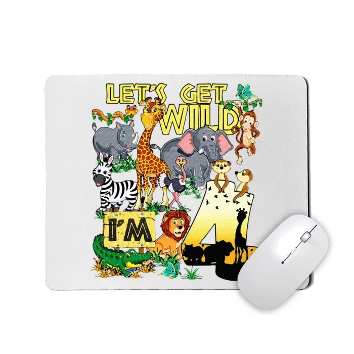 4 Year Old Zoo Safari Birthday Party Tee Lets Get Wild Im 4 Mousepad