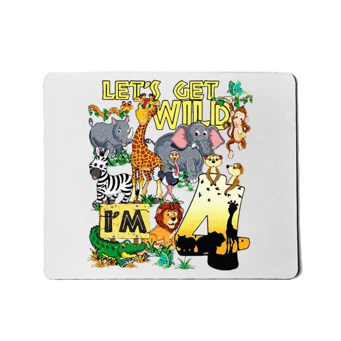 4 Year Old Zoo Safari Birthday Party Tee Lets Get Wild Im 4 Mousepad