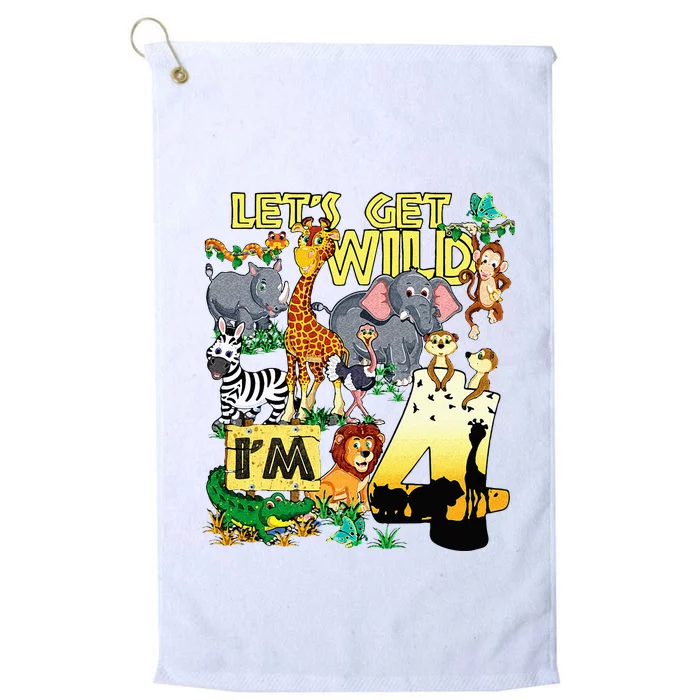 4 Year Old Zoo Safari Birthday Party Tee Lets Get Wild Im 4 Platinum Collection Golf Towel