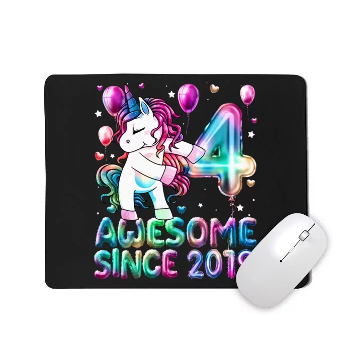 4 Years Old Unicorn Flossing 4th Birthday Girl Unicorn Party Mousepad