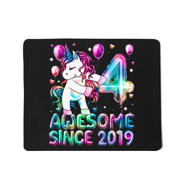 4 Years Old Unicorn Flossing 4th Birthday Girl Unicorn Party Mousepad