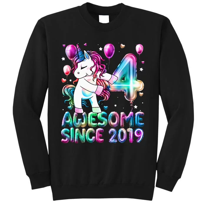 4 Years Old Unicorn Flossing 4th Birthday Girl Unicorn Party Tall Sweatshirt