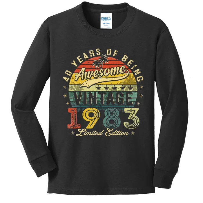 40 Year Old Vintage 1983 Limited Edition 40th Birthday Kids Long Sleeve Shirt