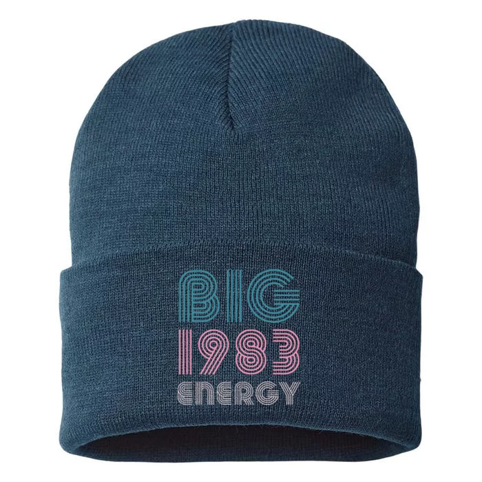 40 Years Old Birthday Born In 1983 Big 1983 Energy Sustainable Knit Beanie